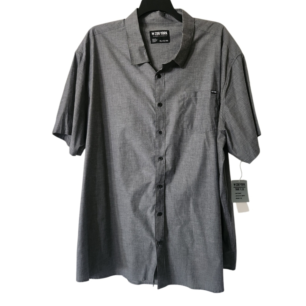 GRAY TRUE FLEX BUTTON DOWN SHIRT 4XL NWT